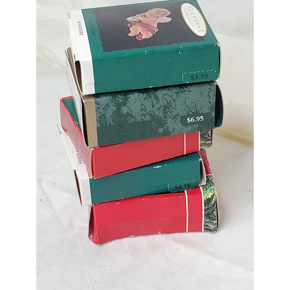 Hallmark Keepsake Miniature Ornament Lot 5 Bear‎ Mouse Gerbil Angel 1990-1999